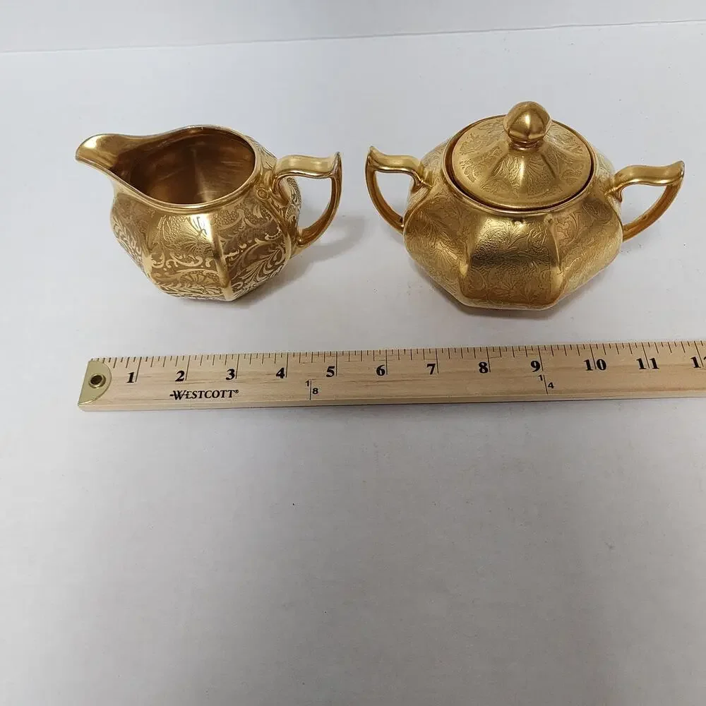 Z.S. & C Bavaria Antique Vintage Cream And Sugar Set Brilliant Gold Porcelain